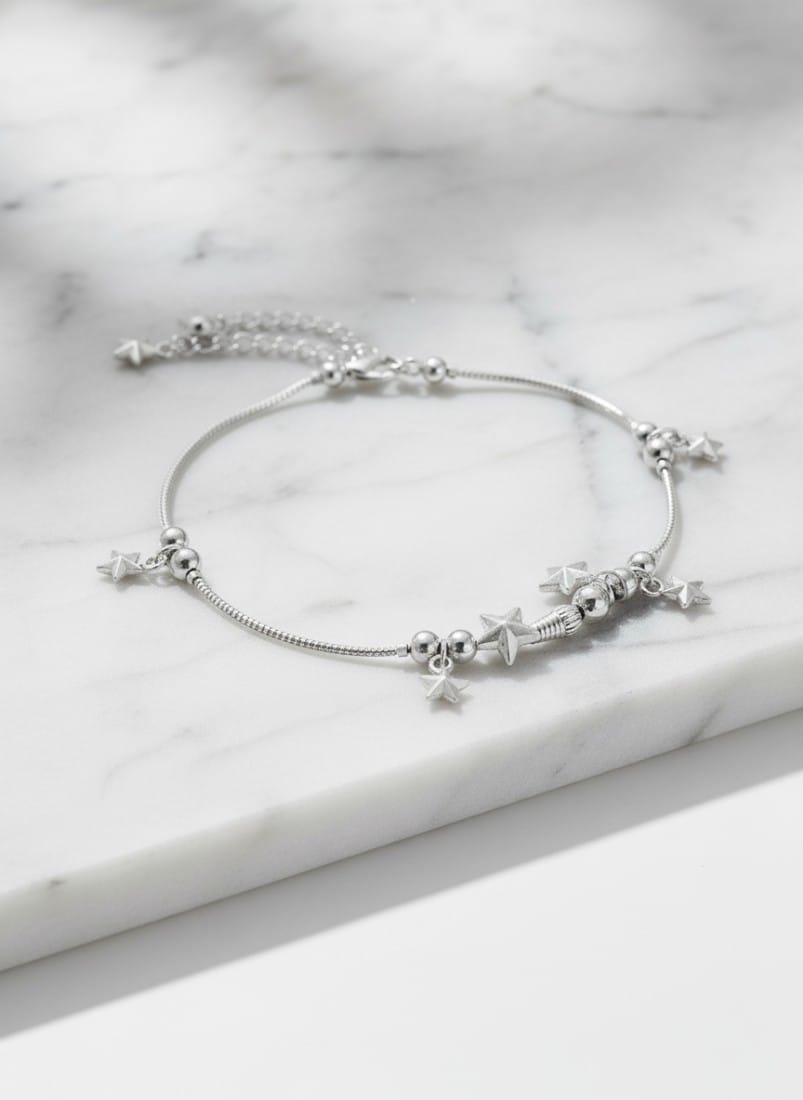 Silver Star Charm Anklet