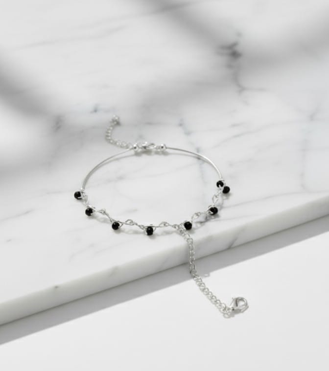 Minimalist Black Bead Anklet