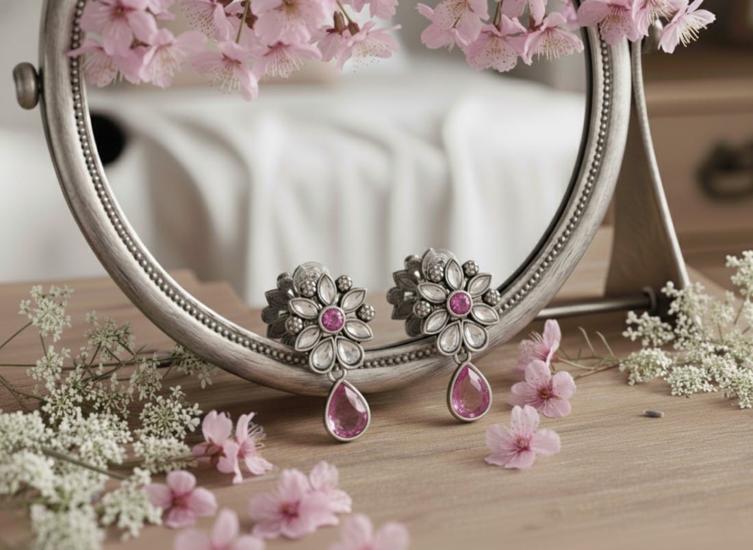 Blossom Petal Pink Dangler Studs