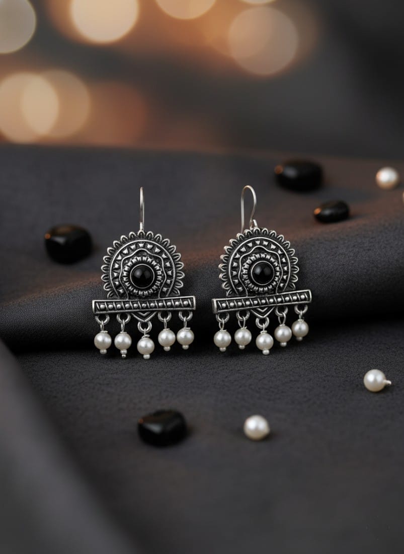 Midnight Sun Tribal Dangler Earrings